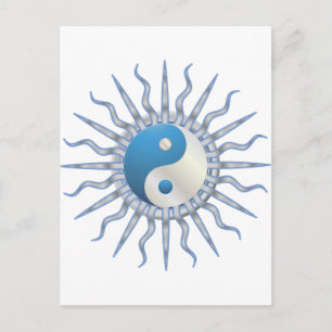 Cartão Postal Blue Starburst Yin Yang
