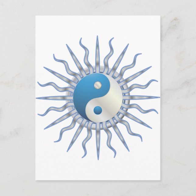 Cartão Postal Blue Starburst Yin Yang (Frente)