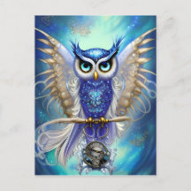 Blue Steampunk Owl
