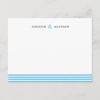 Cartão Postal Blue Stripes Couples Personalized Statione