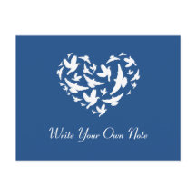 Blue Themed Wedding Bird Heart Obrigado Cartão-Pos