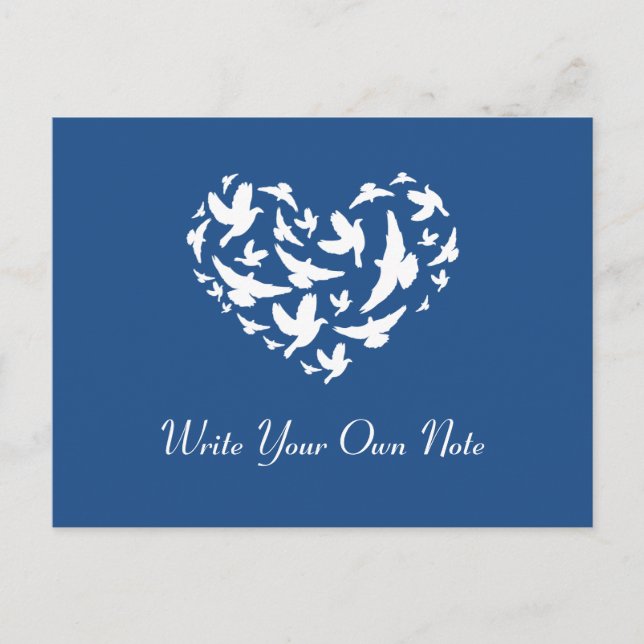 Cartão Postal Blue Themed Wedding Bird Heart Obrigado Cartão-Pos (Frente)