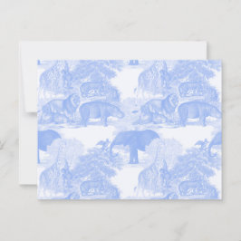 Cartão Postal Blue Toile Selgle Animais Safari Chinoiserie