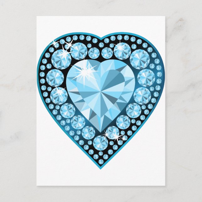 Cartão Postal Blue Topaz Gem Heart (Frente)