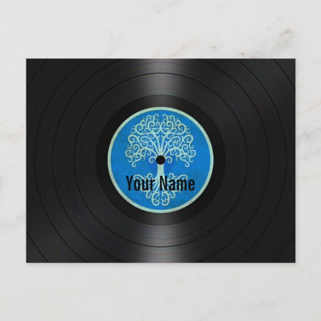 Cartão Postal Blue Tree of Life Personalised Vinyl Record (Frente)