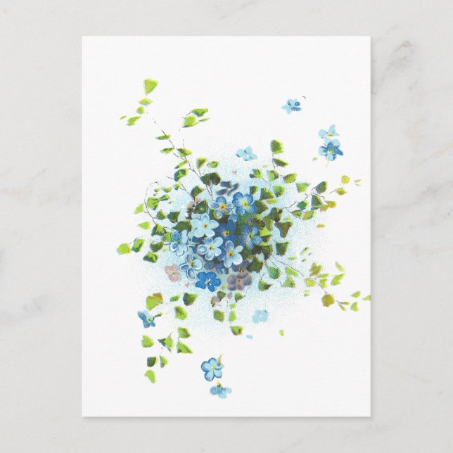 Cartão Postal Blue Vintage Forget-Me-Nots (Frente)