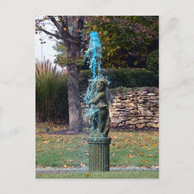 Cartão Postal Blue Water Fountain Cherub (Frente)