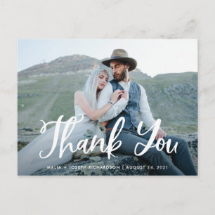 Cartão Postal Blue Whimsy Agradecimento de Foto de Casamento