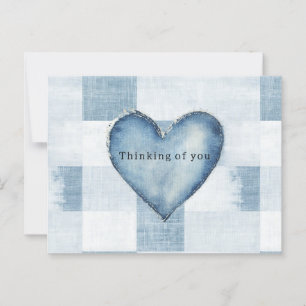 Cartão Postal Blue White Denim Jean Heart Personalization Name