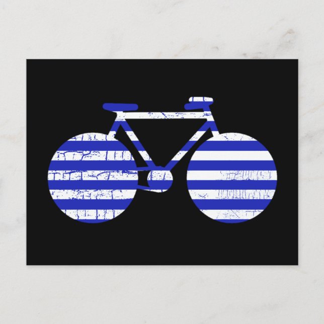 Cartão Postal blue & white striped bicycle (Frente)