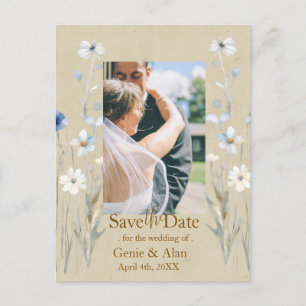 Cartão Postal Blue Wildflower Save the Date Photo