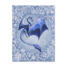 Blue Winter Dragon Fantasy Art