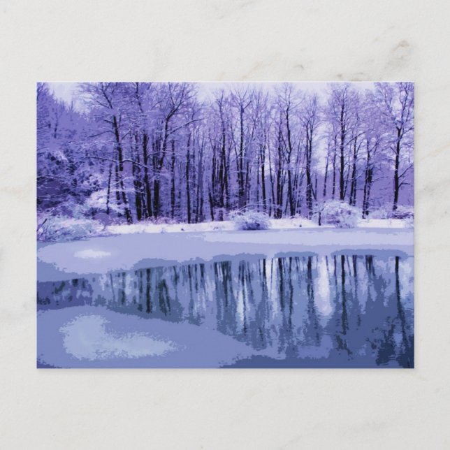 Cartão Postal Blue Winter Pond (Frente)
