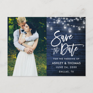 Cartão Postal Blue Wood Jar Lights Escoteiro do Pincel Salvar a