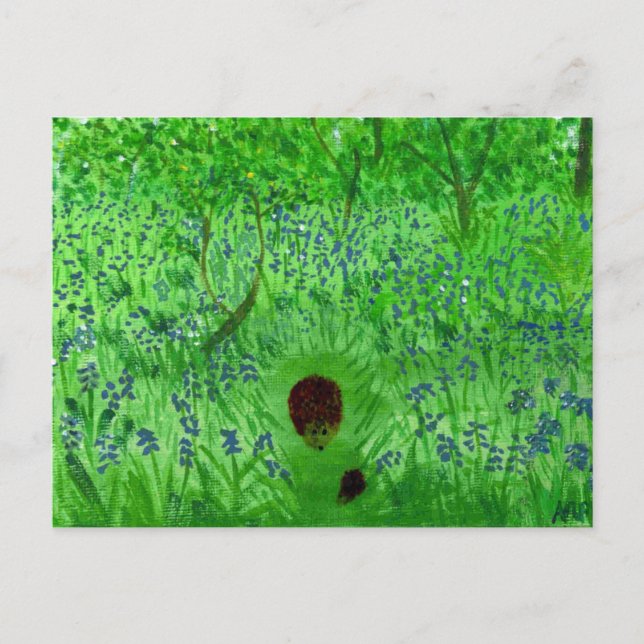 Cartão Postal Bluebell Wood Hedgehogs (Frente)