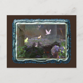 Cartão Postal bluebellfield com unicórnios