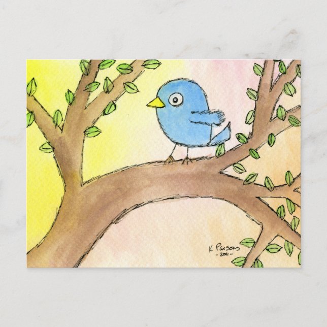 Cartão Postal Bluebird em árvore (Frente)