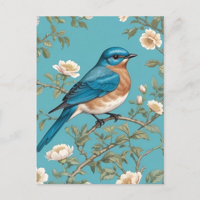 Cartão Postal Bluebird William Morris Inspirou Turquois (Frente)