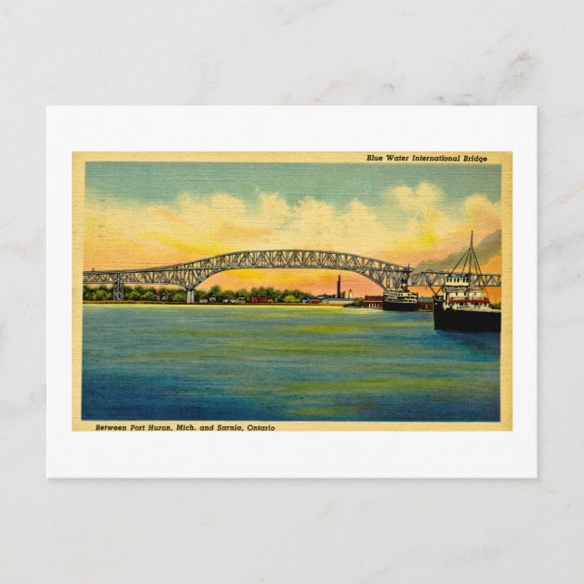 Cartão Postal Bluewater Bridge Port Huron Michigan (Frente)