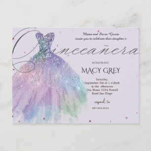 Cartão Postal Blush Floral Quinceañera 15º Aniversário