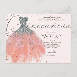 Cartão Postal Blush Floral Quinceañera 15th Birthday