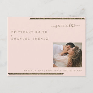 Cartão Postal Blush & Gold Deslumbrante Foto Casamento Salve Nos