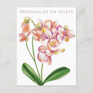 Cartão Postal Blush Orchid Watercolor Chic Floral Personalizado