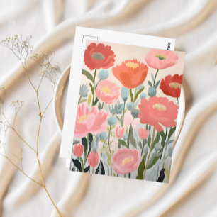 Cartão Postal Blush Peonies Arte Floral