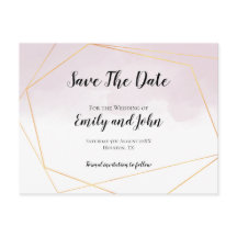 Blush Rosa Aquarela Dourado Geométrico Salve a Dat