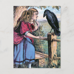 Cartão Postal Bo-Peep e a Ilustração da Vintagem Crow