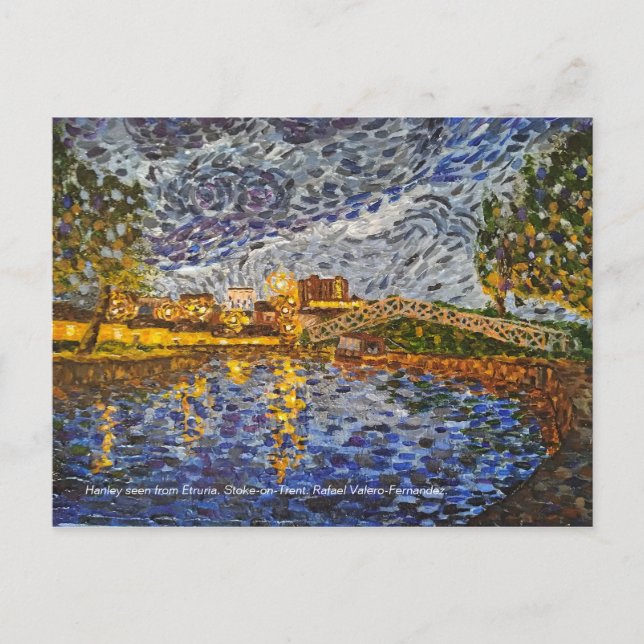 Cartão Postal Boa noite, Hanley de Etruria. Stoke-on-Trent (Frente)