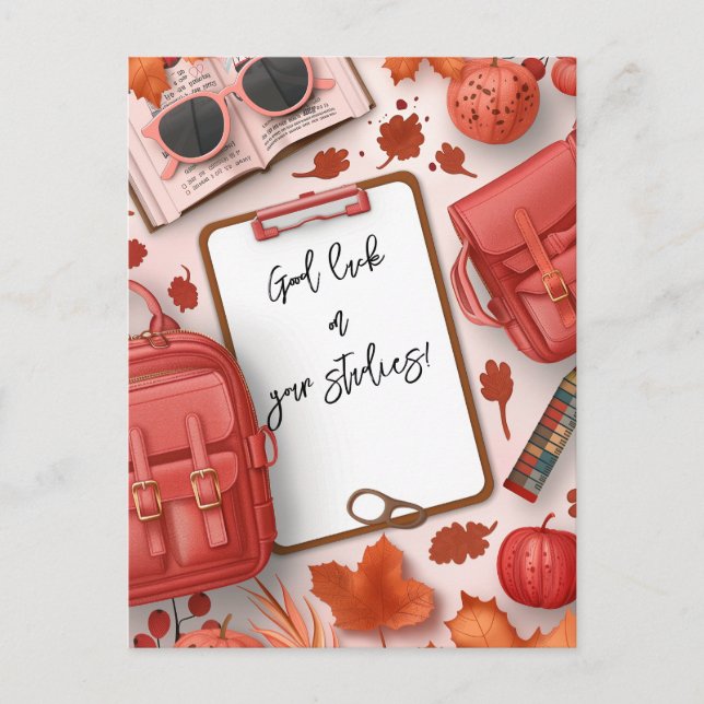 Cartão Postal Boa Sorte em seus estudos escolares (Frente)