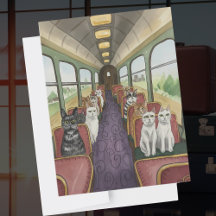 Boa Sorte Feliz Viagens presente Gatos num Trem