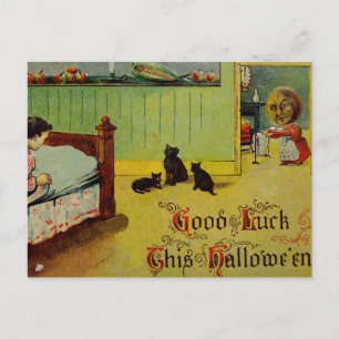 Cartão Postal Boa Sorte Neste Halloween (Cartão Antigo de Hallow