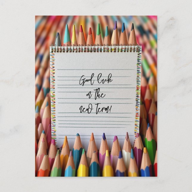 Cartão Postal Boa sorte no seu novo mandato escolar (Frente)