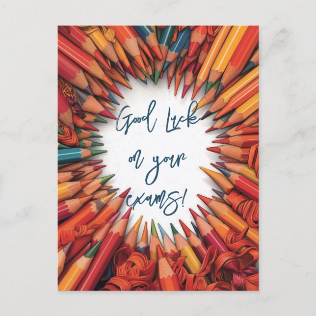 Cartão Postal Boa Sorte nos Seus Exames Escolares (Frente)