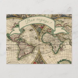 Cartão Postal Boa viagem! Mapa do Mundo Vintage