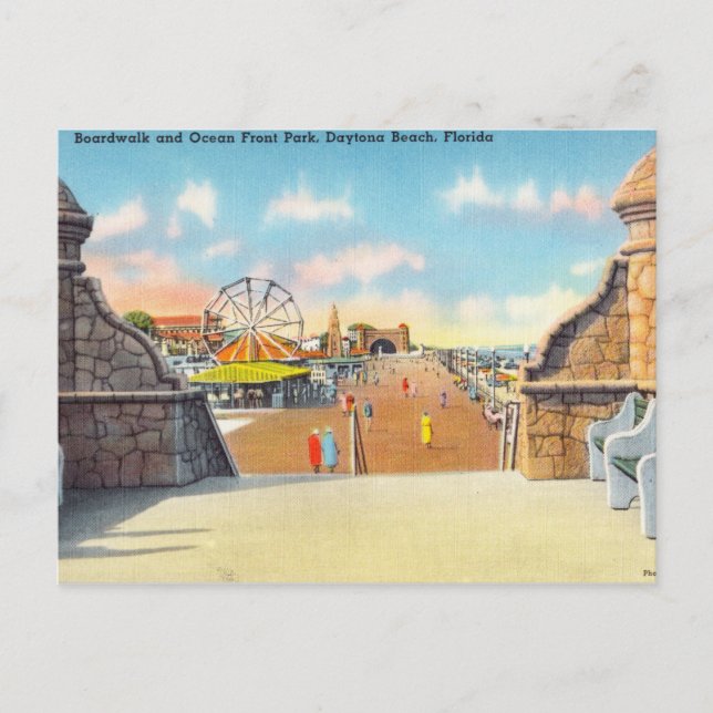 Cartão Postal Boardwalk Ocean Front Park, Daytona Beach, Florida (Frente)