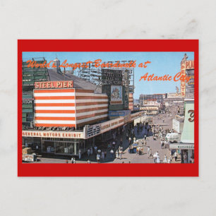 Cartão Postal Boardwalk View, Atlantic City NJ Vintage