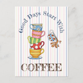 Cartão Postal Boas Dias Começam Com Café