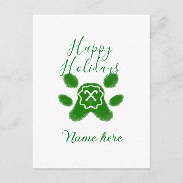 Cartão Postal Boas festas, animais de estimação de cães verdes e (Frente)