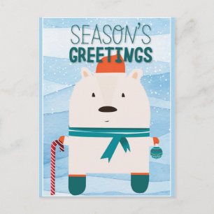 Cartão Postal Boas Festas de Urso de Natal Saudações