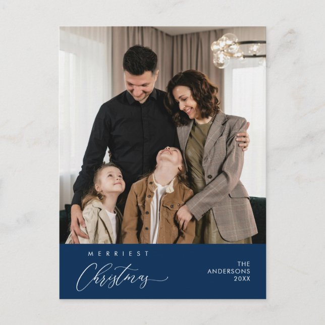 Cartão Postal Boas Festas Foto de Família Feliz Natal Saudação (Frente)