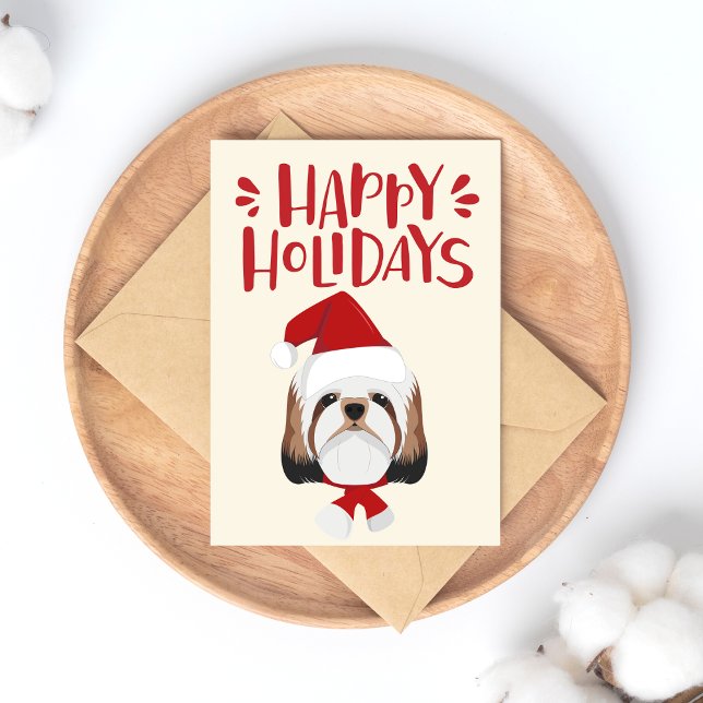 Cartão Postal Boas Festas - Natal Shih Tzu Fofo (Criador carregado)