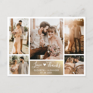 Cartão Postal Boas Fotos Brancas Douradas Do Orçamento Casamento