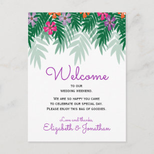 Cartão Postal Boas-vindas às flores tropicais e ao casamento do 