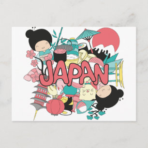 Cartão Postal Boas-vindas do Japão Cultura Ásia Parade Life