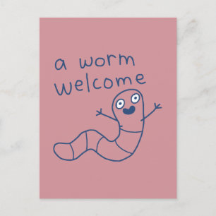Cartão Postal Boas-vindas engraçadas de uma minhoca Cute Piada D