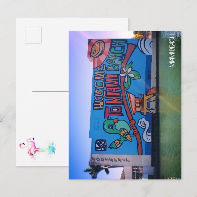 Cartão Postal Boas-vindas Personalizadas Miami Beach Flórida Mur (Frente/Verso)