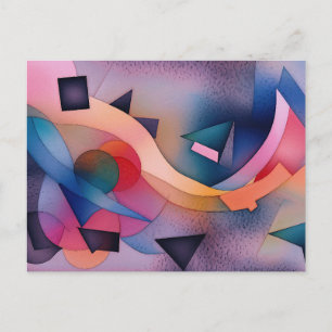 Cartão Postal "Boat On Water" Arte Abstrato Contemporânea